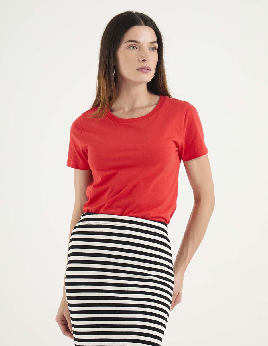 Playera manga corta cuello redondo mujer 1