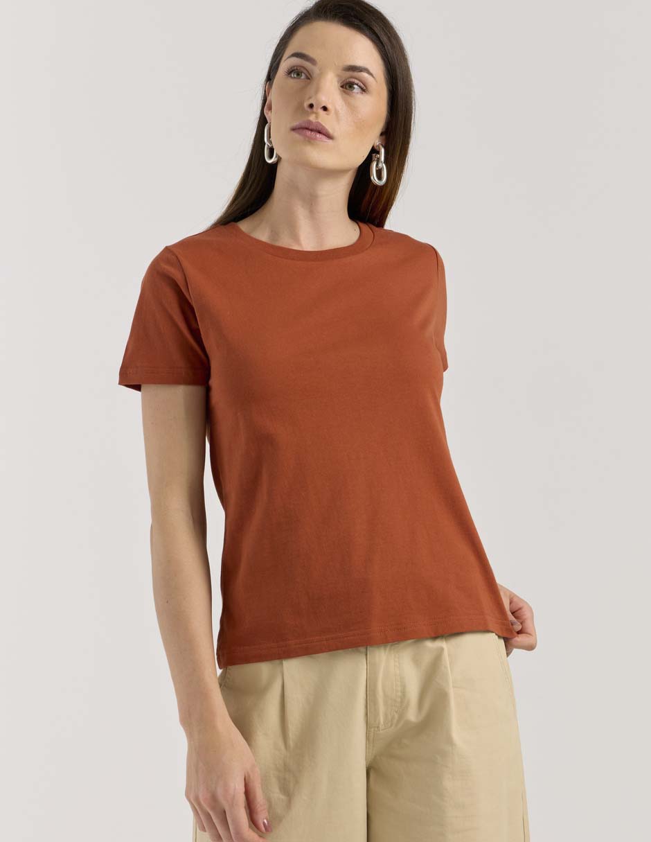 Playera manga corta cuello redondo mujer