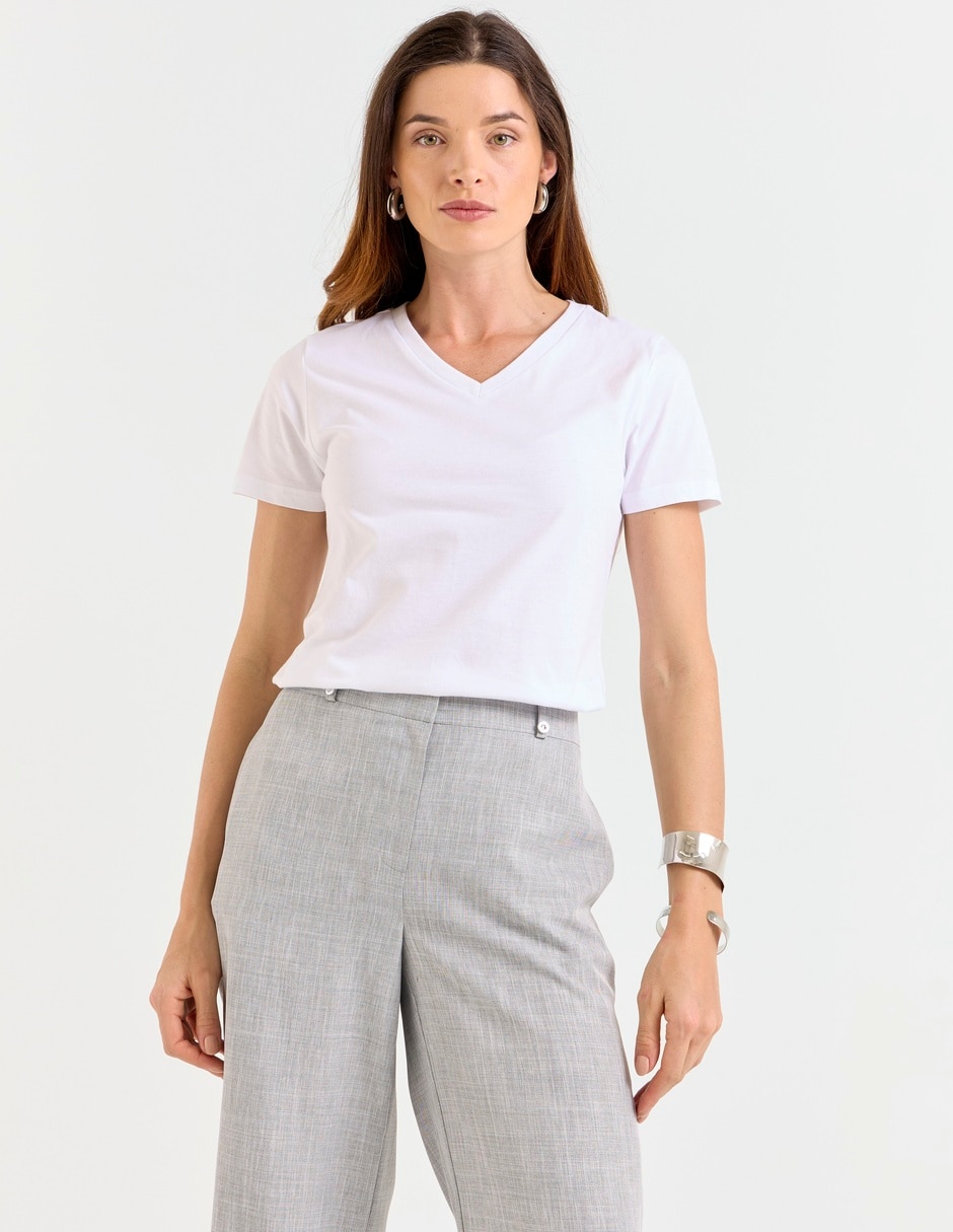 Playera manga corta cuello v mujer Playera manga corta cuello v mujer