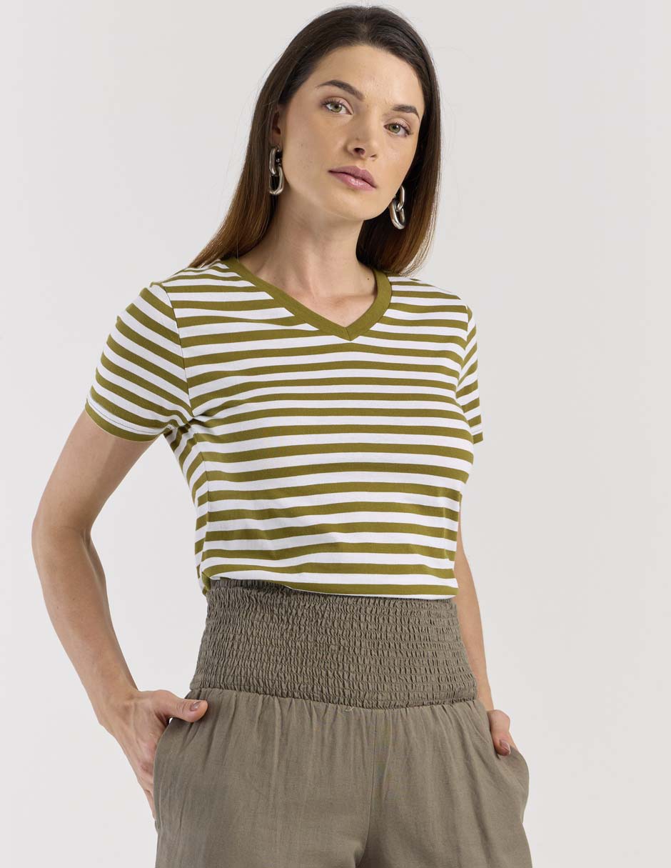 Playera manga corta cuello V para mujer Playera manga corta cuello V para mujer