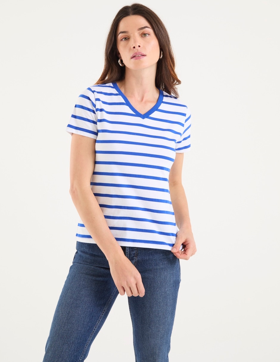 Playera manga corta cuello V para mujer Playera manga corta cuello V para mujer