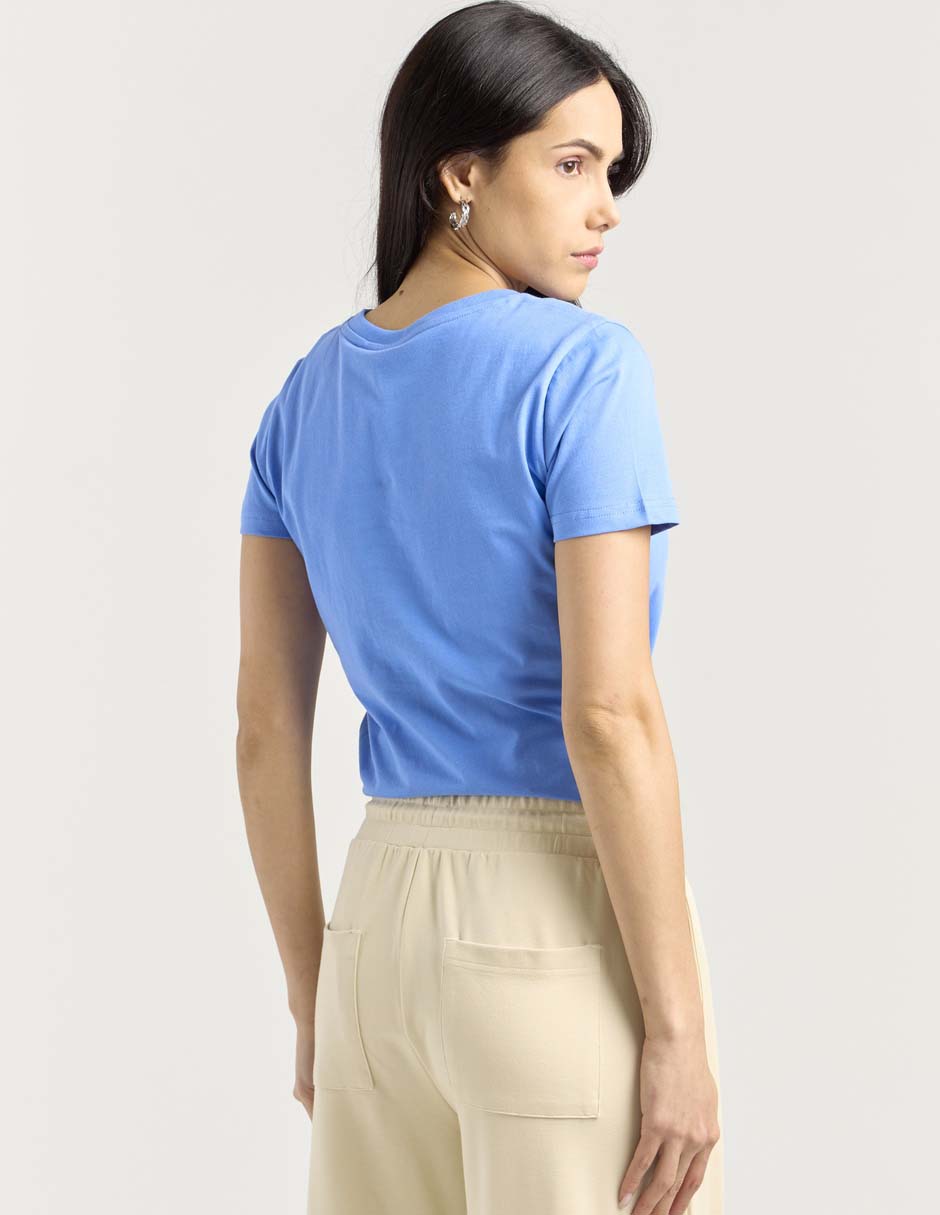 Playera manga corta cuello V para mujer 5