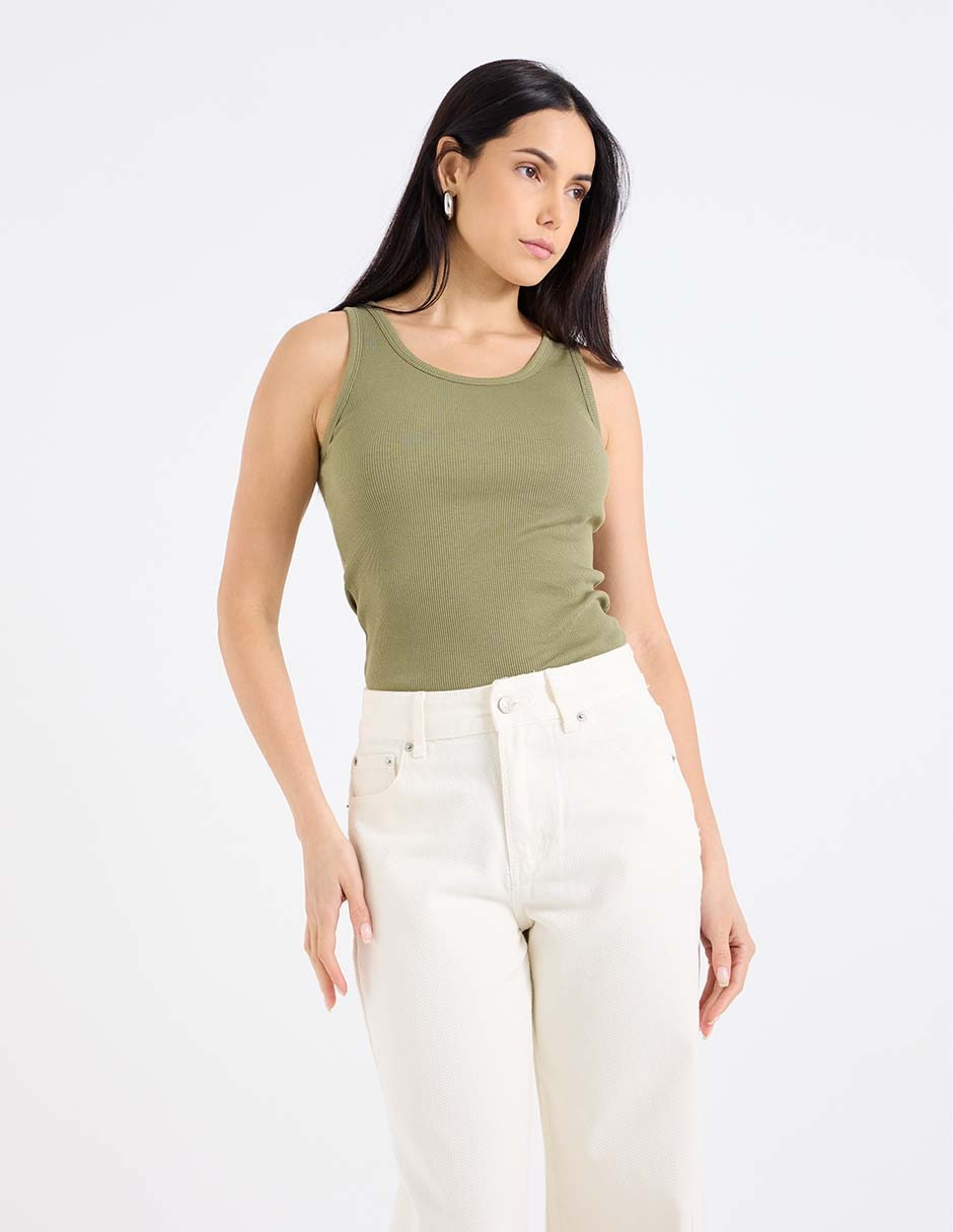 Top cuello redondo tirante ancho Top cuello redondo tirante ancho