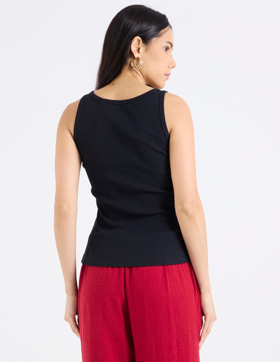Top Contempo cuello redondo tirante ancho