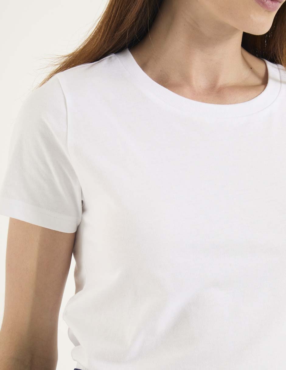 Playera manga corta Contempo cuello redondo para mujer