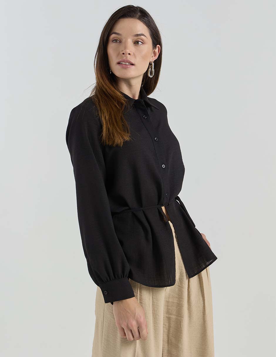 Blusa camisera Contempo manga larga para mujer