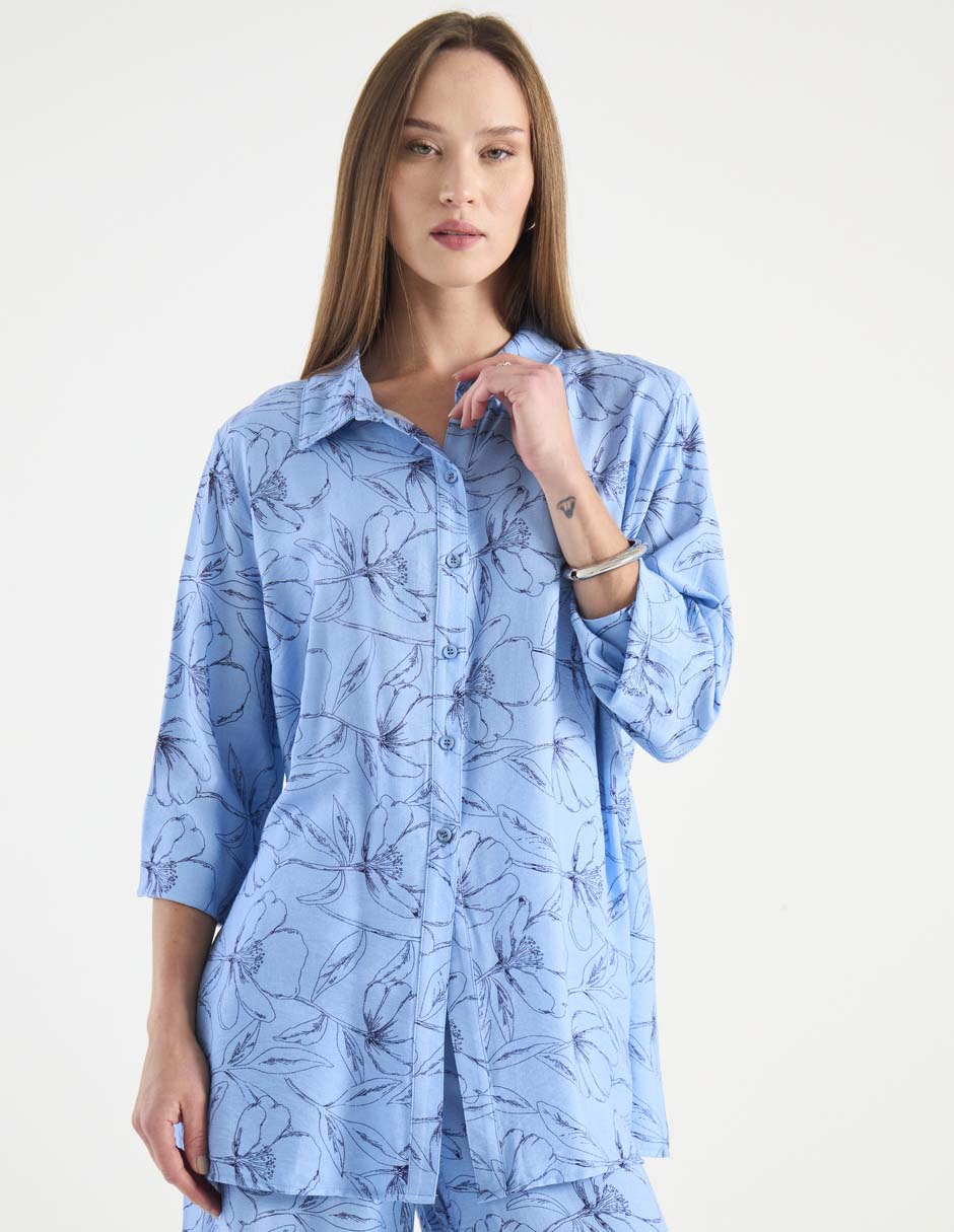 Blusa camisera manga larga para mujer 1
