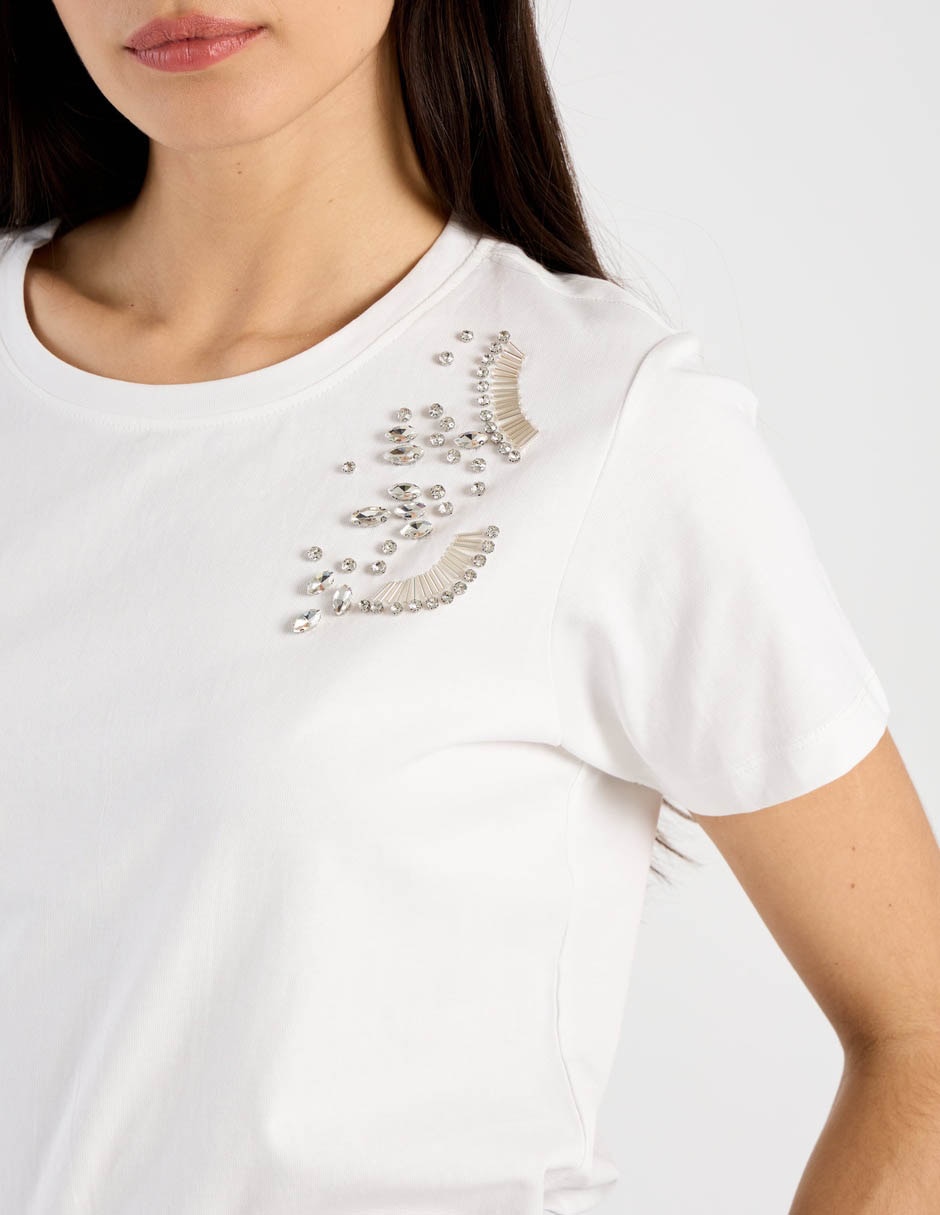 Playera manga corta contempo cuello redondo para mujer