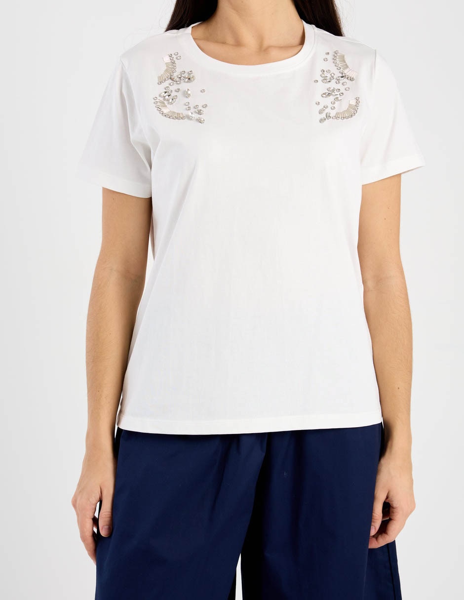 Playera manga corta contempo cuello redondo para mujer