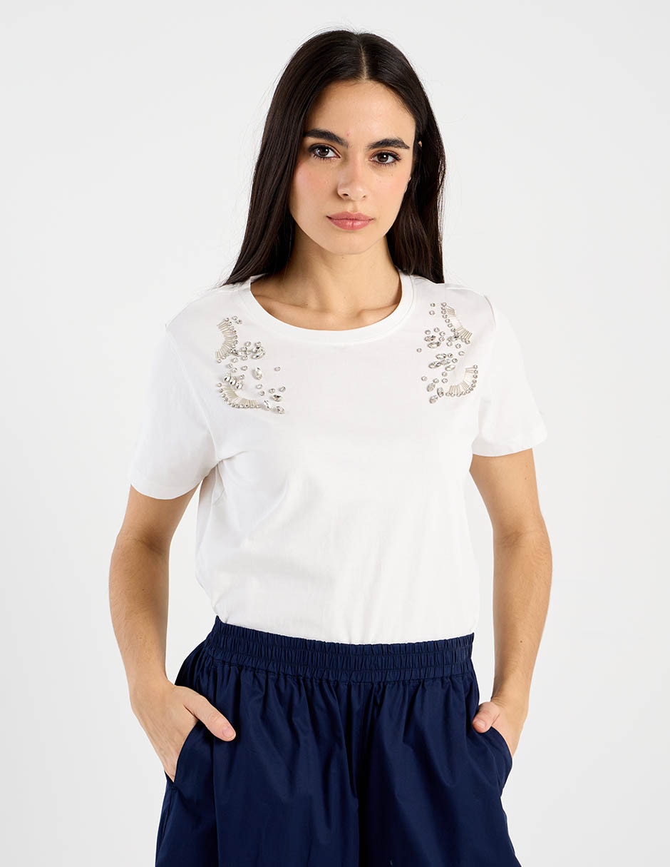 Playera manga corta cuello redondo mujer