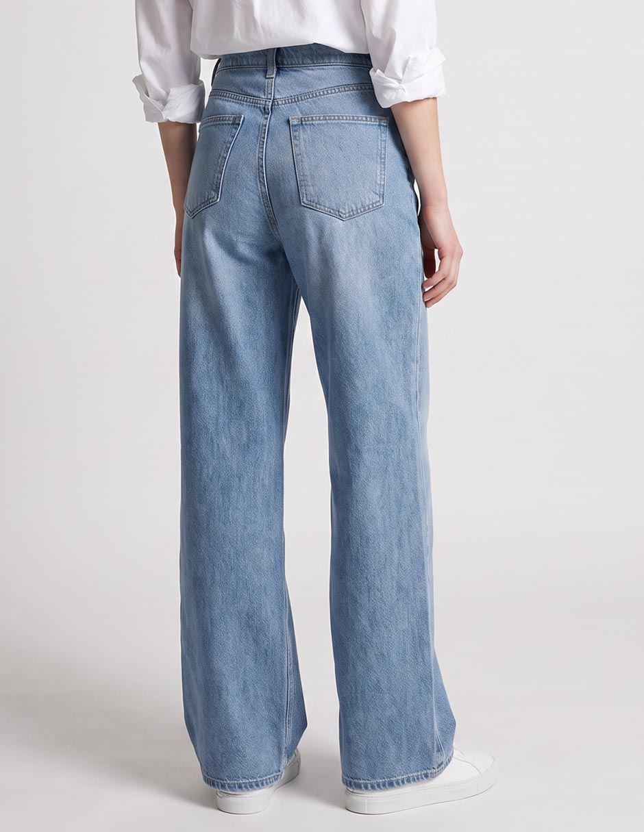 Jeans amplio corte cintura para mujer 2