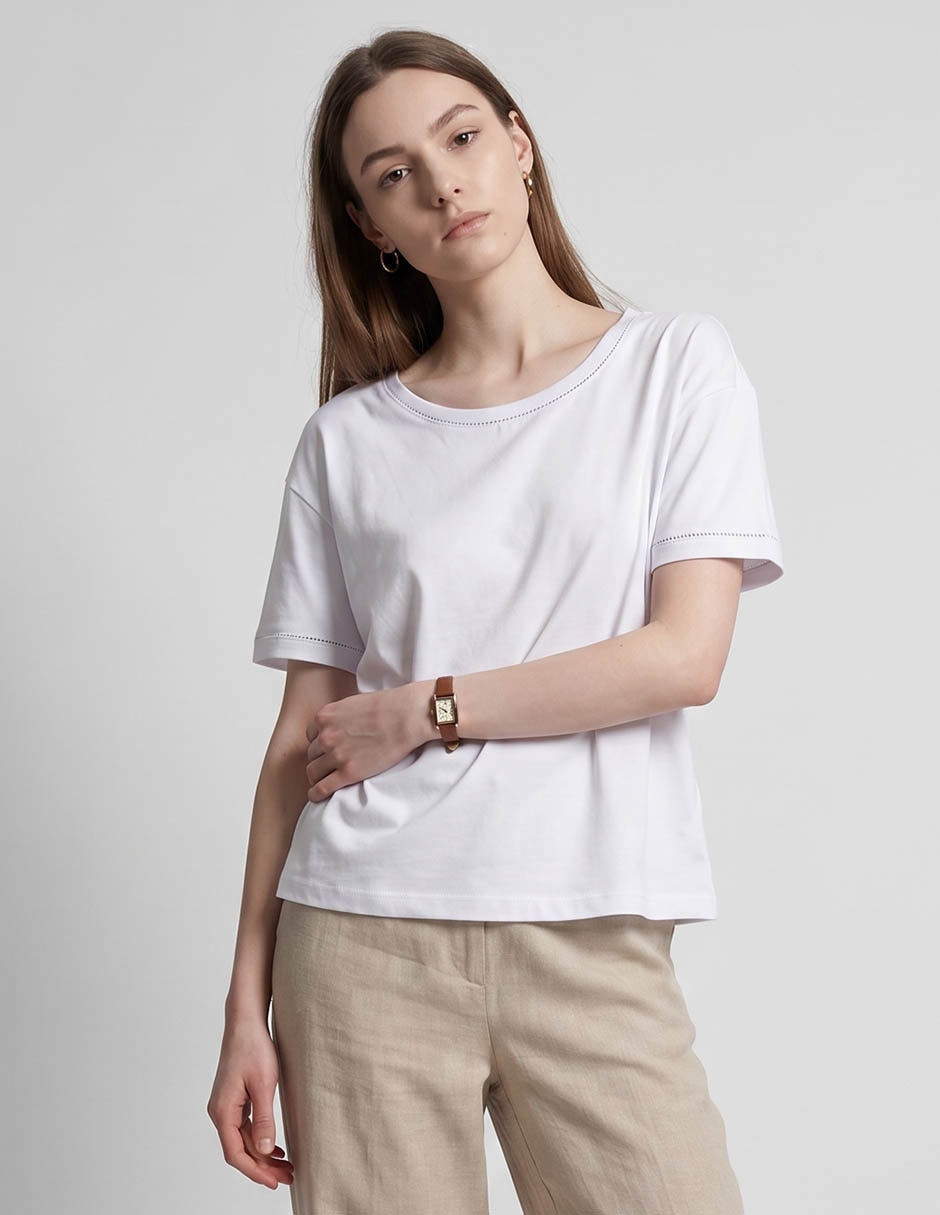 Playera manga corta cuello redondo para mujer Playera manga corta cuello redondo para mujer
