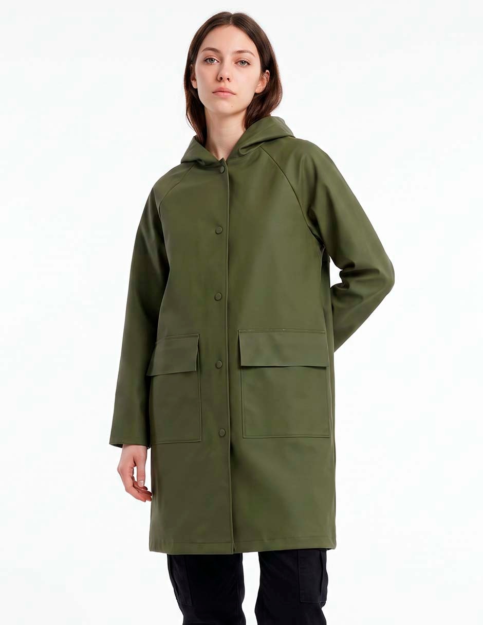 Gabardina impermeable con bolsillos para mujer 1