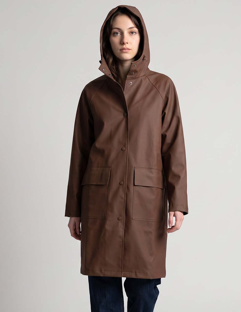 Gabardina impermeable con bolsillos para mujer