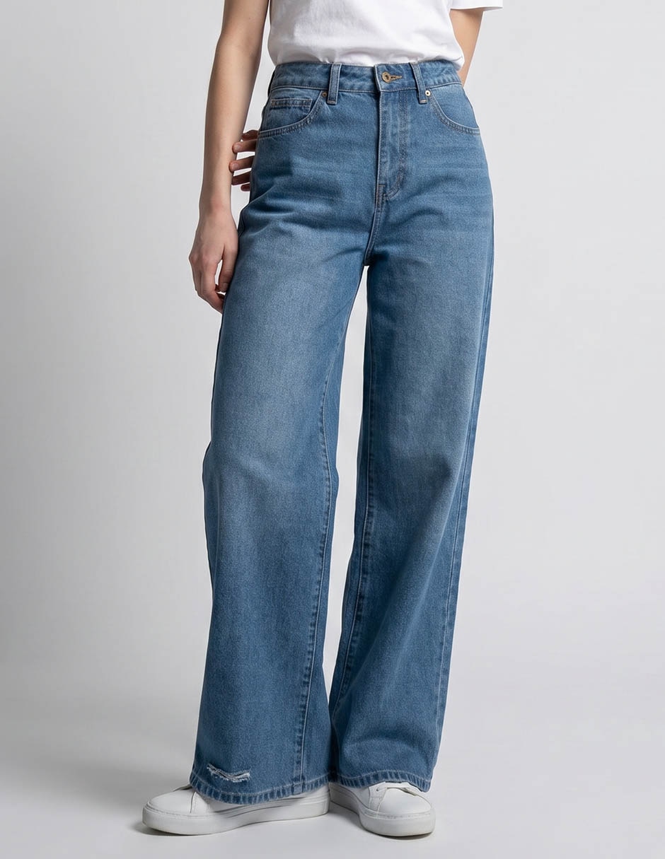 Jeans wide leg corte cintura para mujer Jeans wide leg corte cintura para mujer