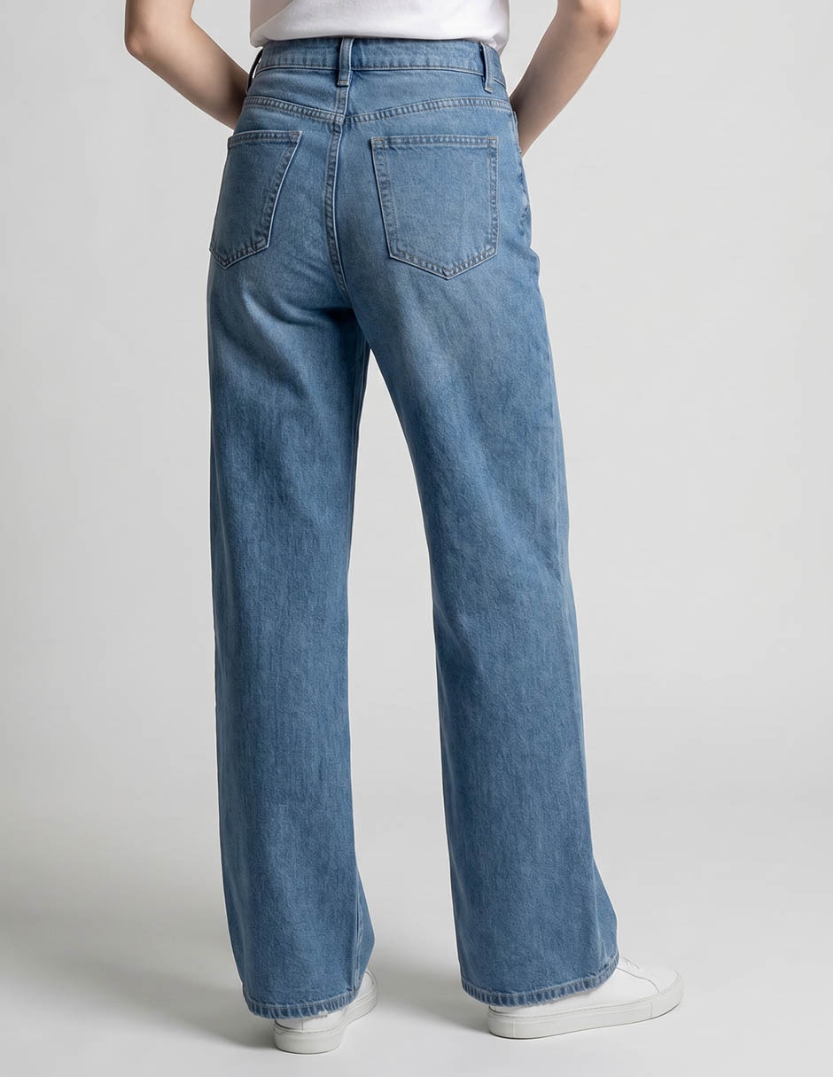 Jeans wide leg corte cintura para mujer 2