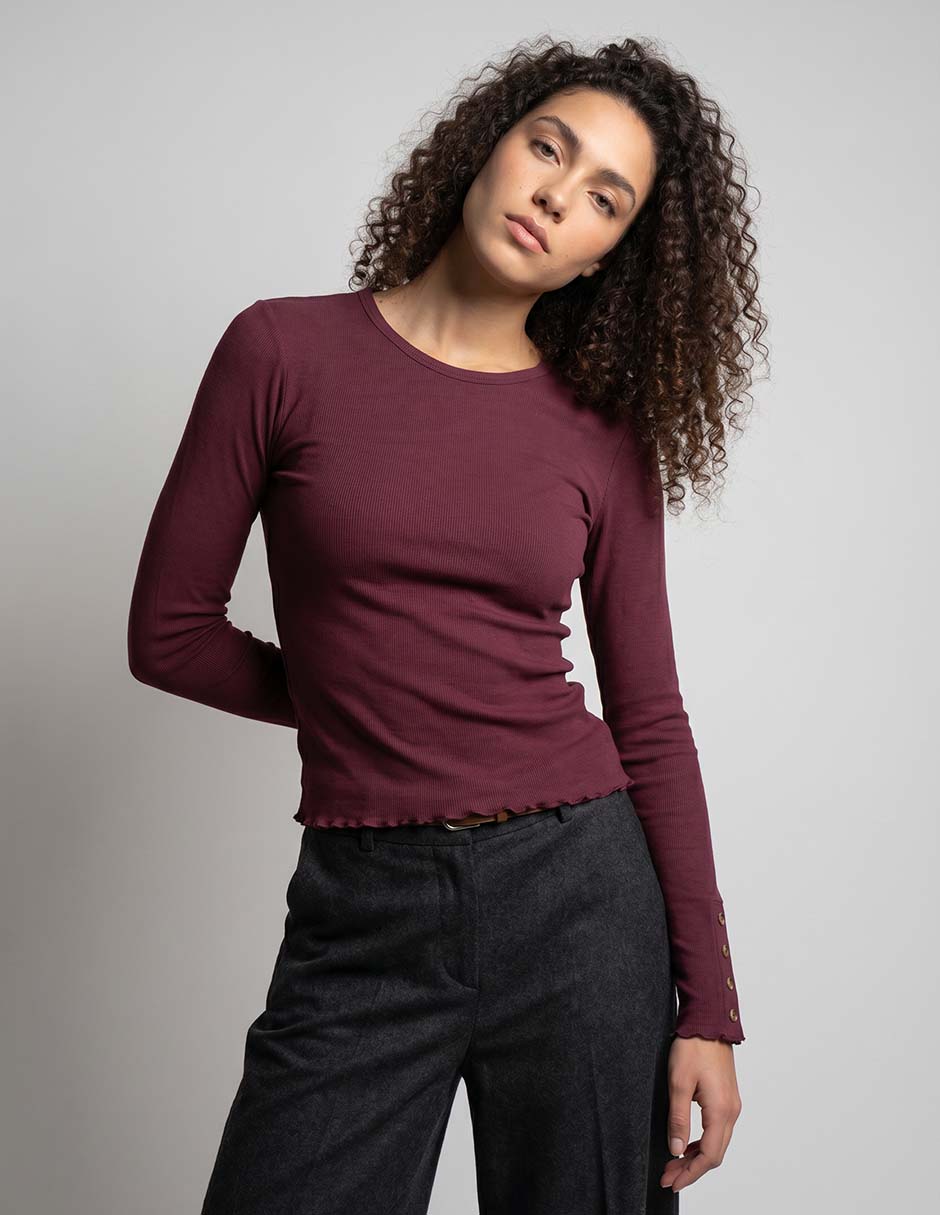 Playera manga larga cuello redondo mujer 1