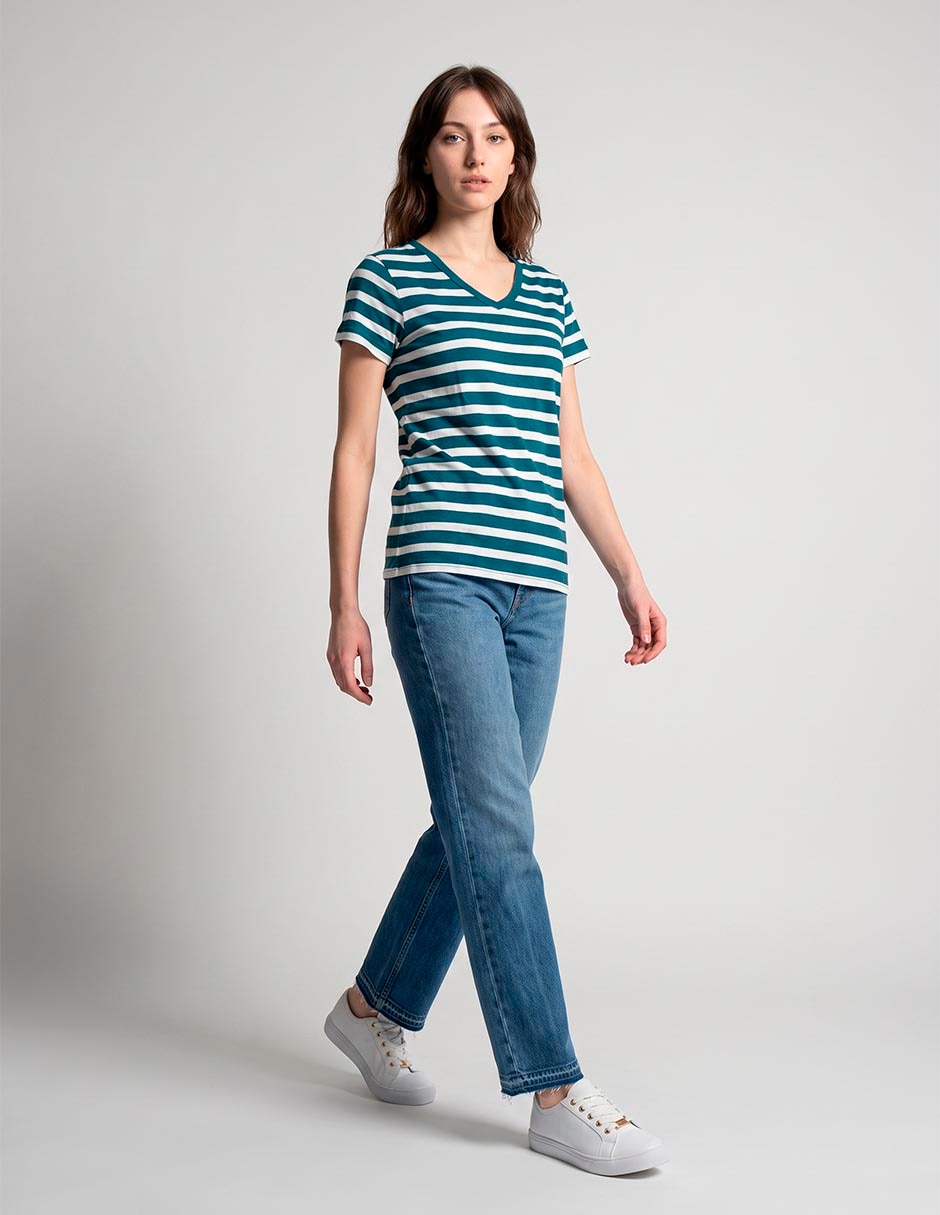 Playera manga corta cuello v mujer 1