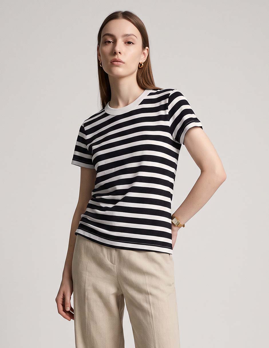 Playera manga corta cuello redondo para mujer