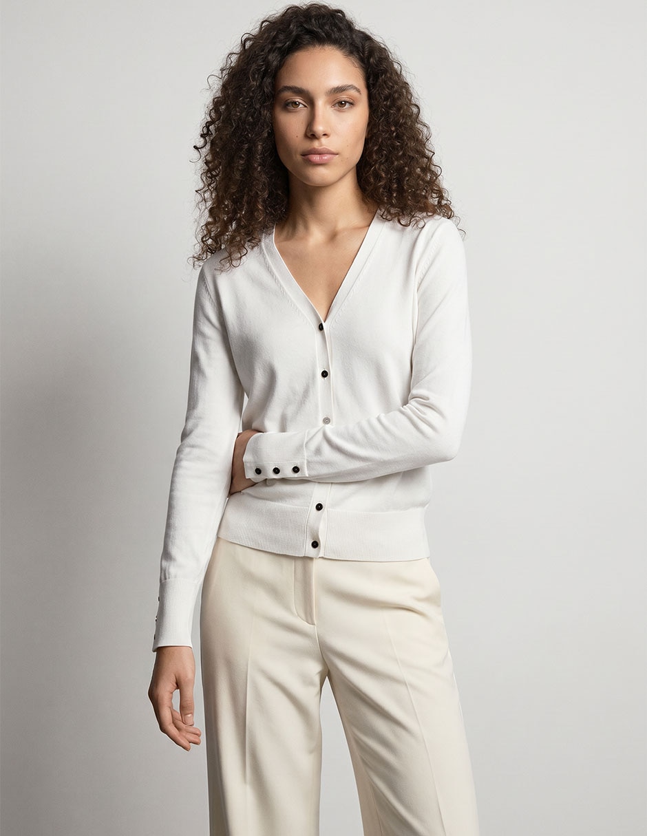 Suéter cuello V para mujer