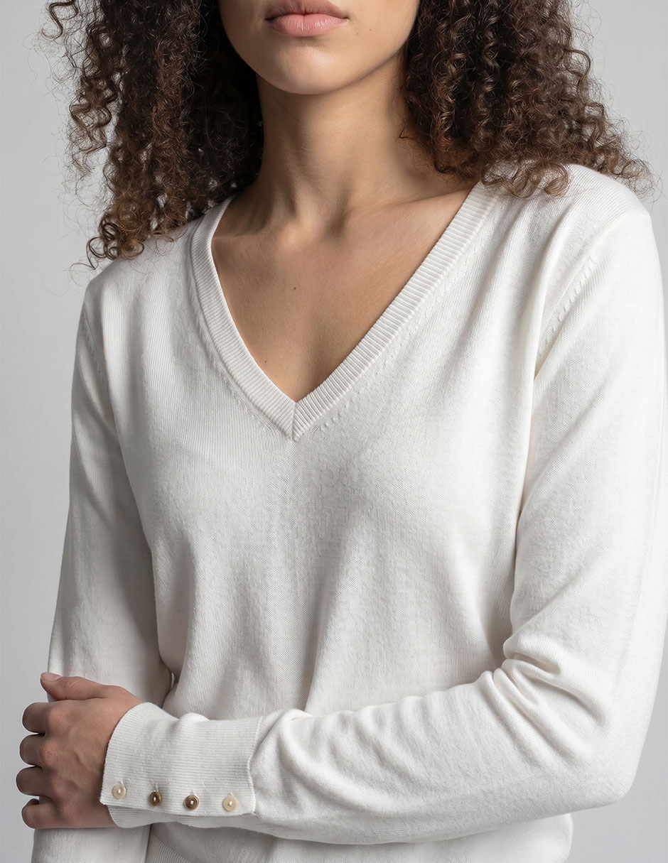 Suéter contempo cuello v para mujer