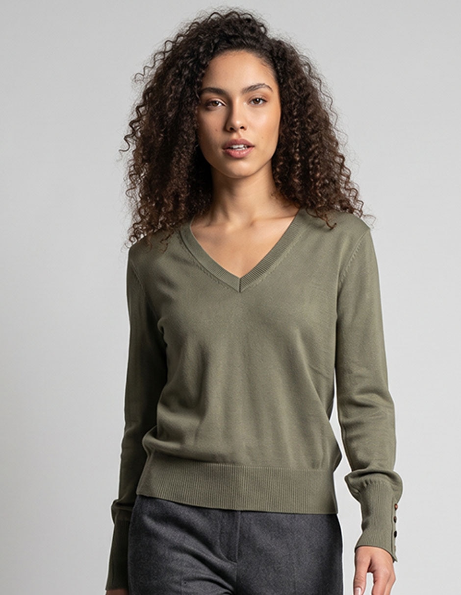 Suéter cuello v para mujer 1