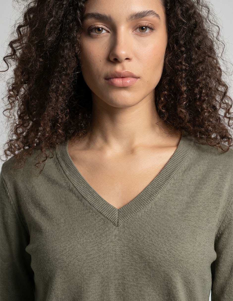 Suéter cuello v para mujer 3