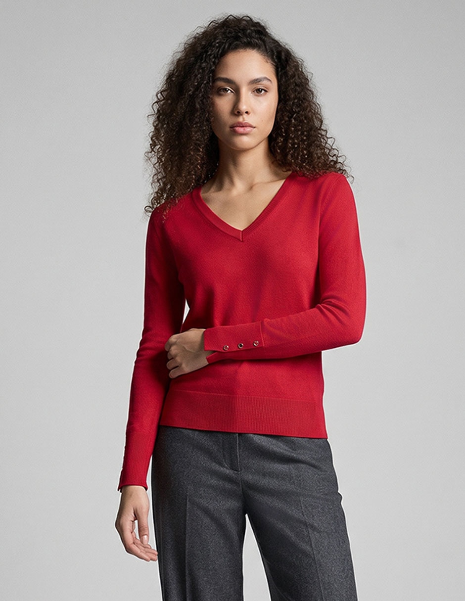 Suéte cuello v para mujer
