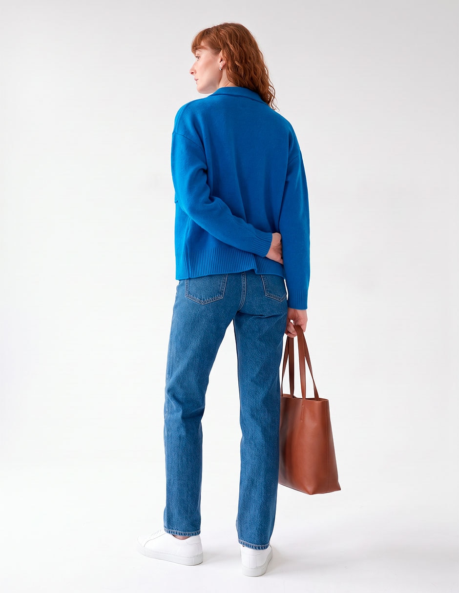 Suéter cuello camisero para mujer 2