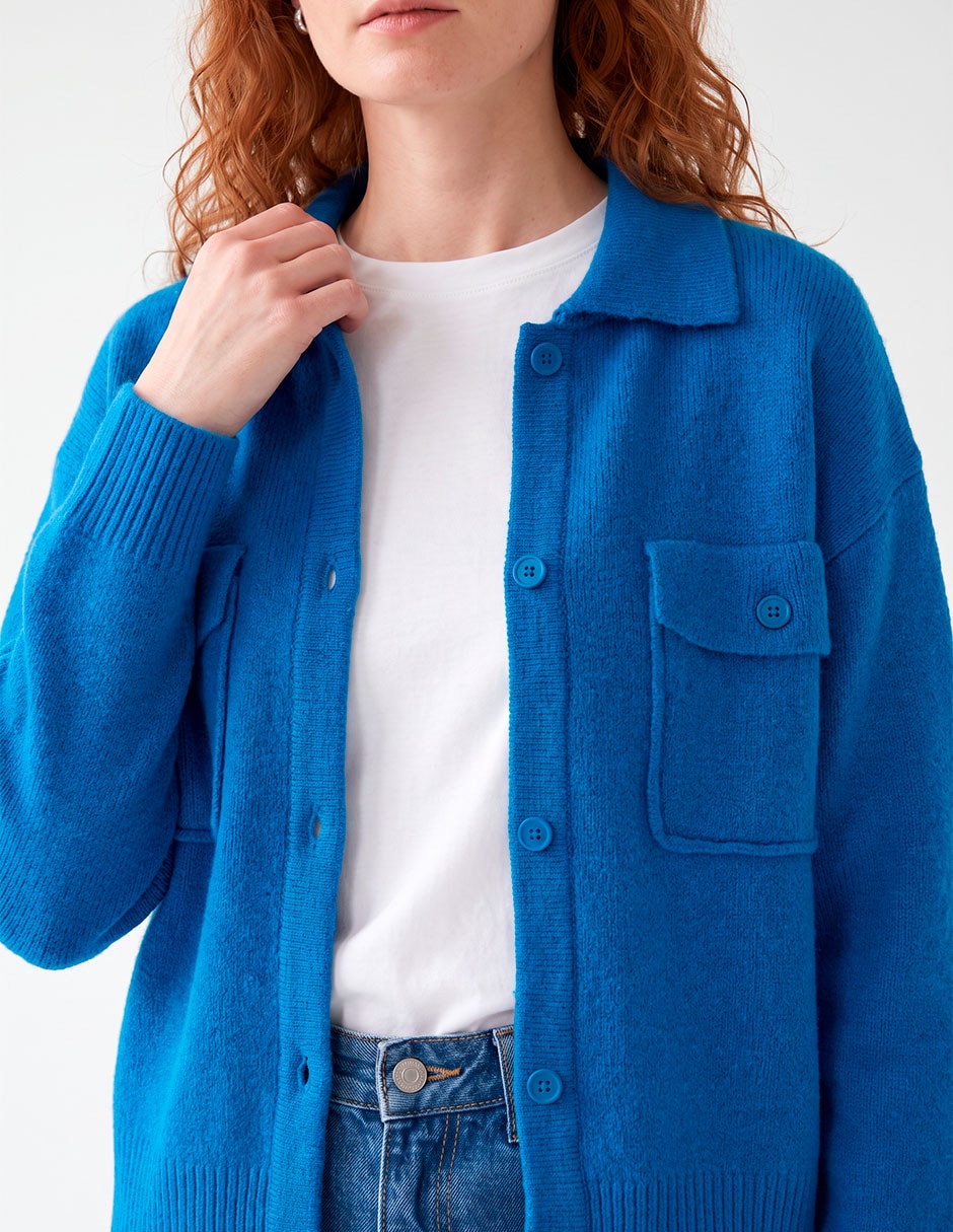 Suéter cuello camisero para mujer 4
