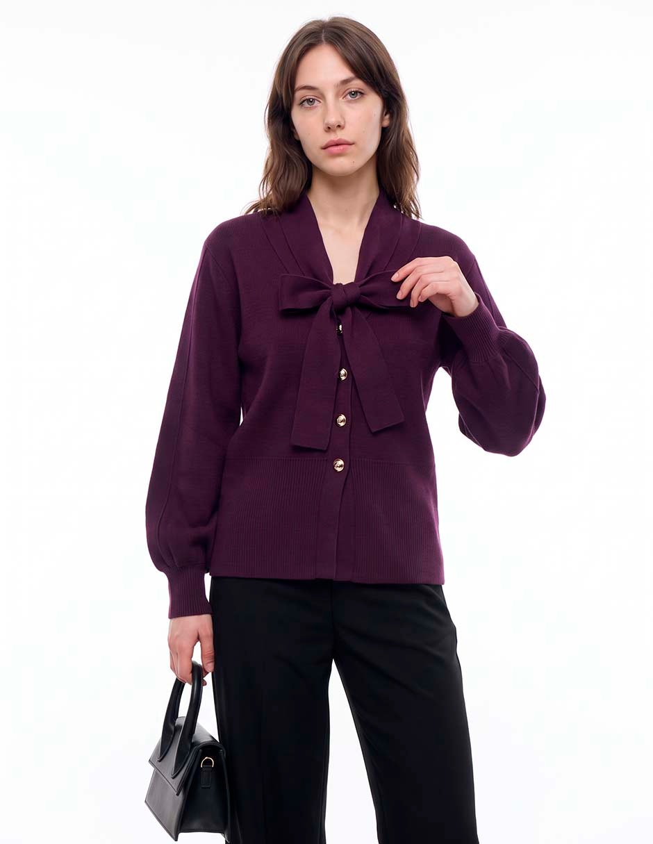 Suéter cuello con amarre para mujer 1