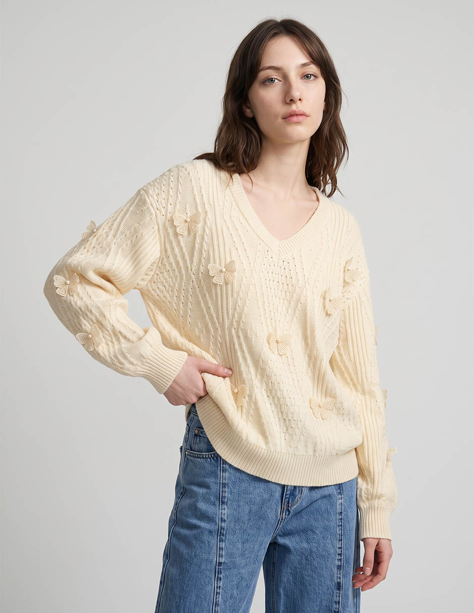 Suéter cuello redondo para mujer