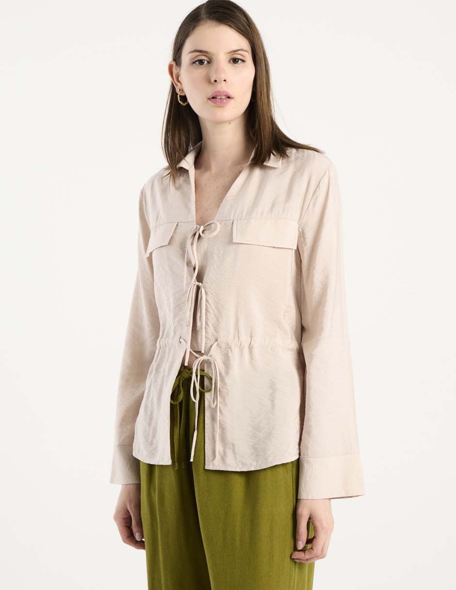 Blusa camisera Contempo manga larga para mujer
