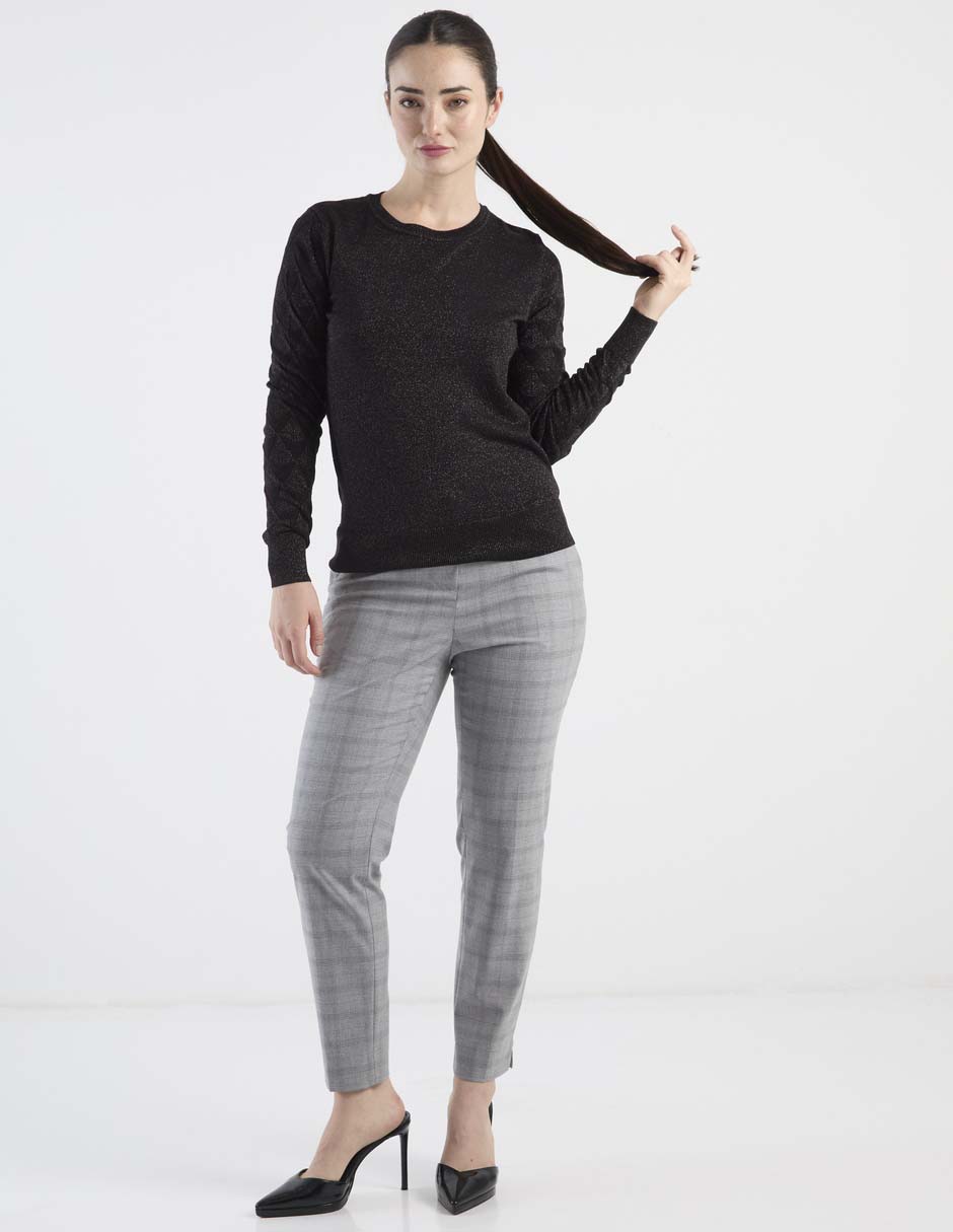 Suéter contempo cuello redondo para mujer