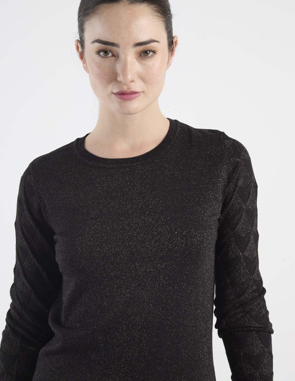 Suéter contempo cuello redondo para mujer
