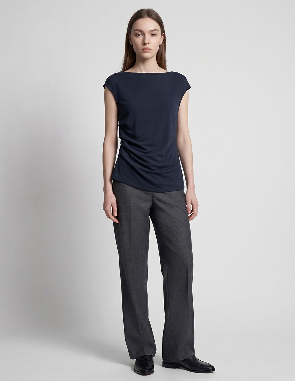 Blusa manga corta cuello ojal para mujer Blusa manga corta cuello ojal para mujer