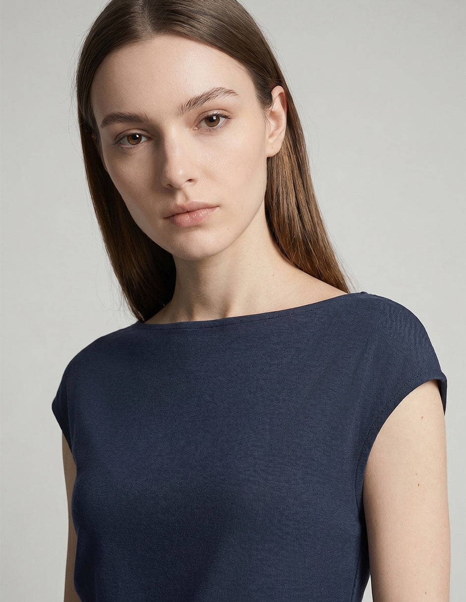 Blusa manga corta cuello ojal para mujer 1