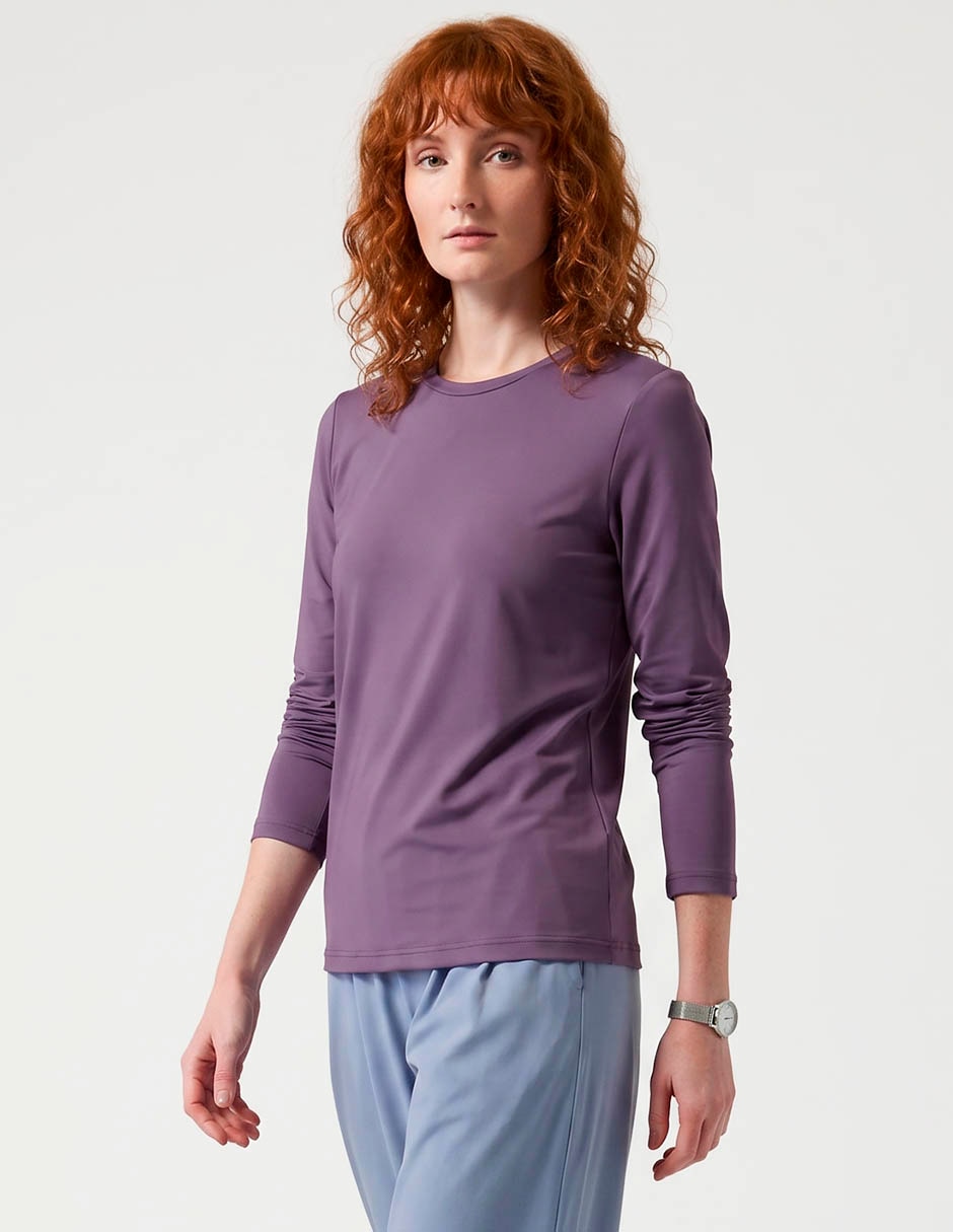 Playera manga larga cuello redondo para mujer 1