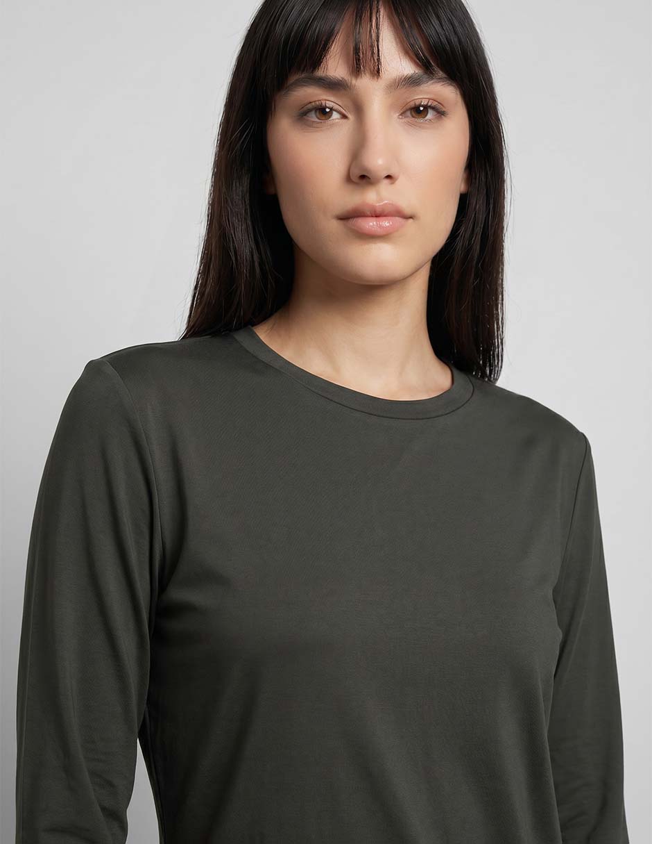 Playera manga larga cuello redondo mujer 2