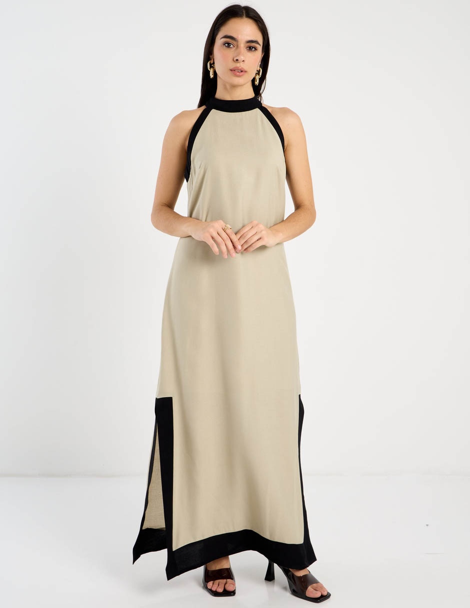 Vestido maxi de fiesta escote con cuello Vestido maxi de fiesta escote con cuello